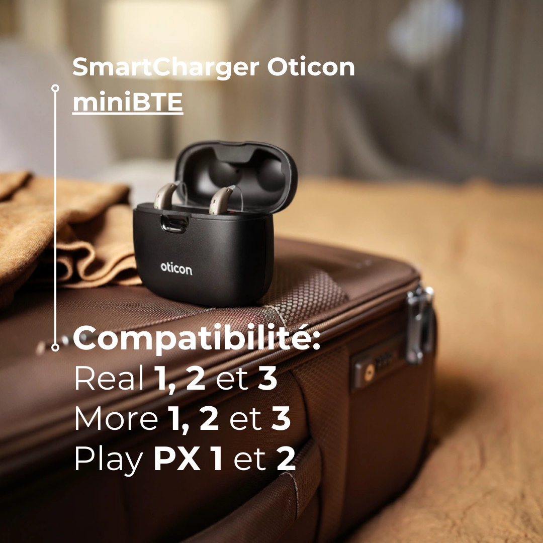 SmartCharger Oticon miniBTE Real, More, Play