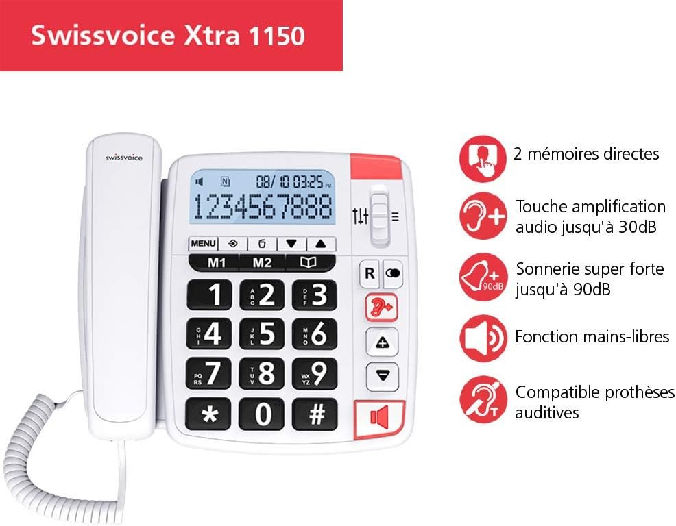 Téléphone Senior filaire Swissvoice Xtra 1150